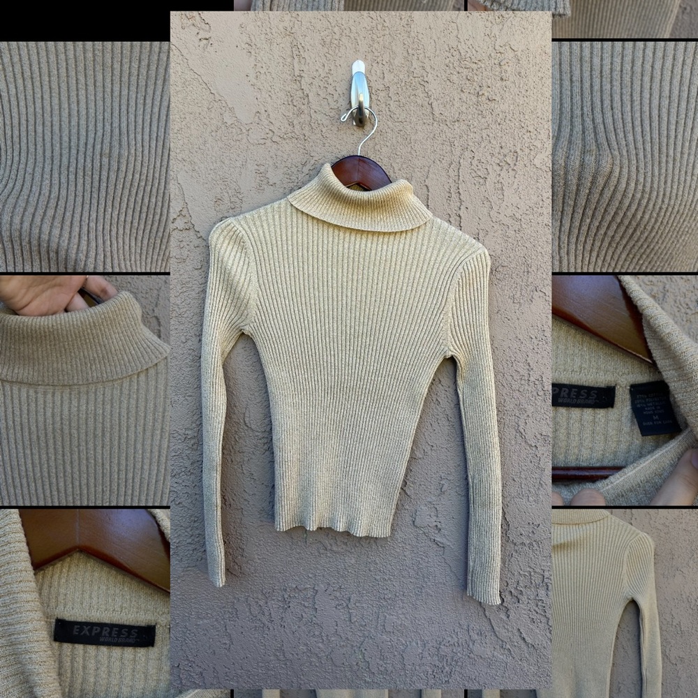 Express World Brand Womens Medium Turtleneck Ribbed Top